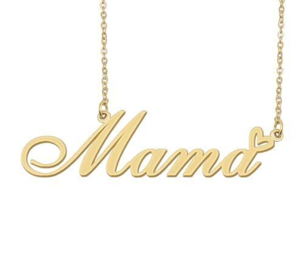 6666 Mama Name Necklace Heart Charm Pendant 18k Gold Plated Stainless Steel